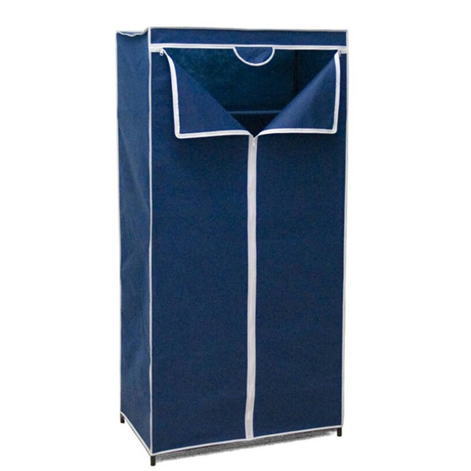 Mobiele opvouwbare kledingkast blauw 75 x 46 x 160 cm - Campingkledingkasten