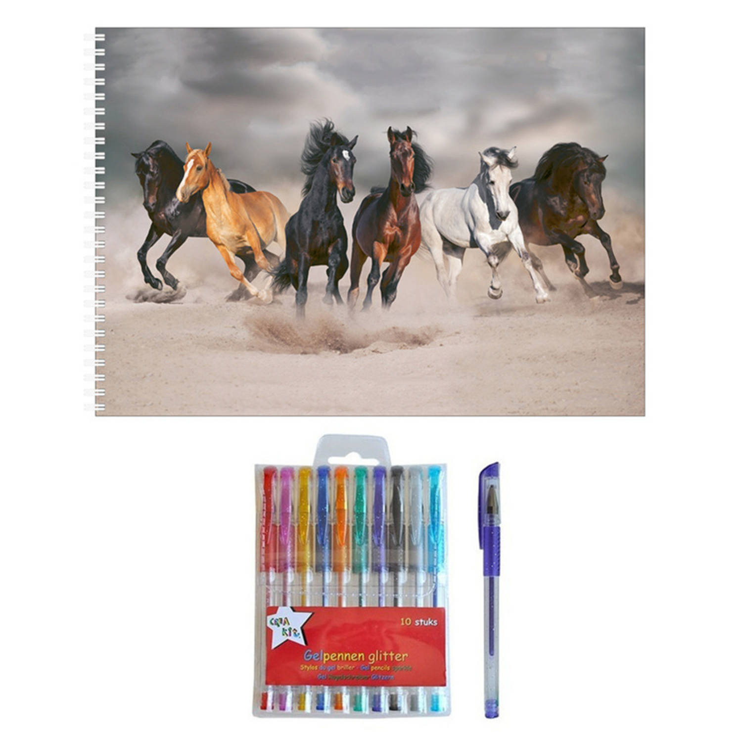 Schetsboek Paarden Liefhebbers Thema A4 50 Paginas Met 10 Gelpennen Tekenen Creatief Cadeau Voor Kin