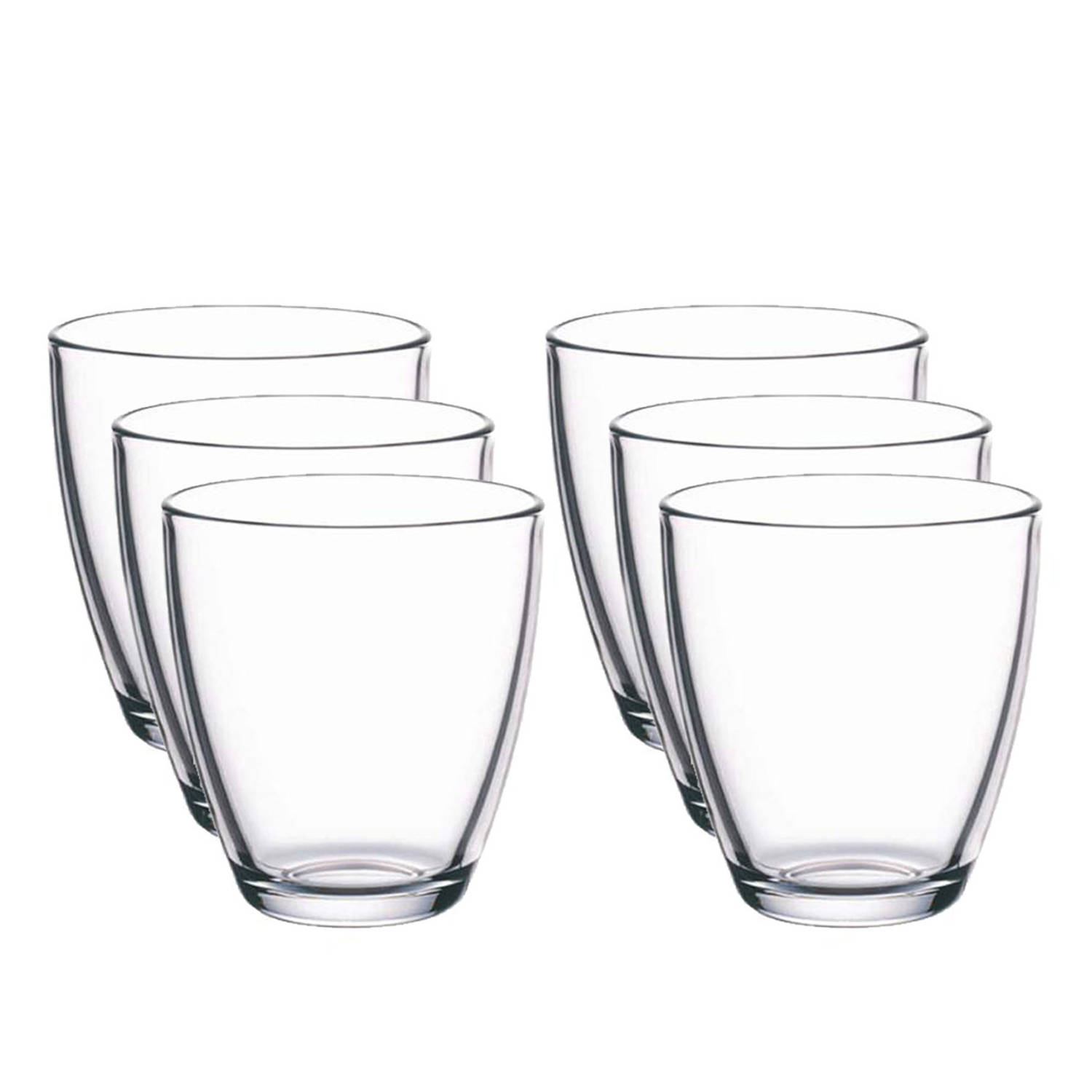 Vaarwel geschenk Laag Glazen karaf/schenkkan van 1,1 liter met 6x stuks drinkglazen/waterglazen  280 ml - Karaffen | Blokker