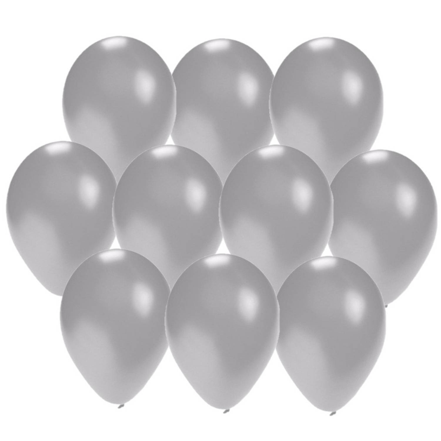 30x stuks Zilveren party ballonnen 27 cm - Ballonnen