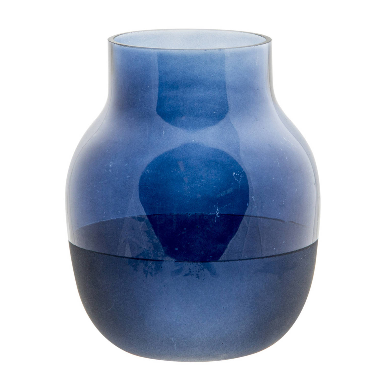 tweedehands Ontdek leerplan Flesvaas glas blauw 15 x 19 cm - Vazen | Blokker