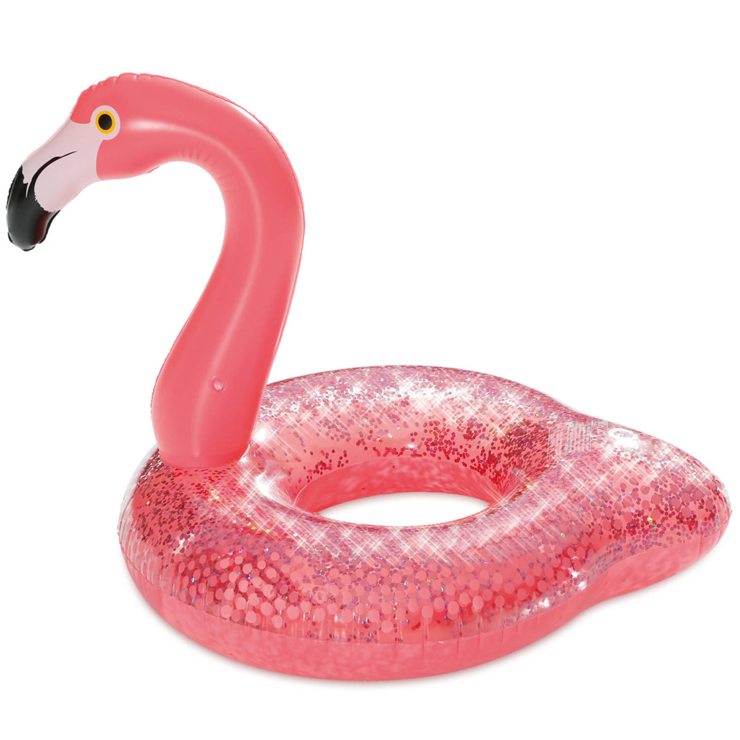 Fotoelektrisch In werkelijkheid Boos Roze glitter flamingo opblaasbare zwemband/zwemring 80 x 106 x 79 cm  speelgoed - Zwembanden | Blokker