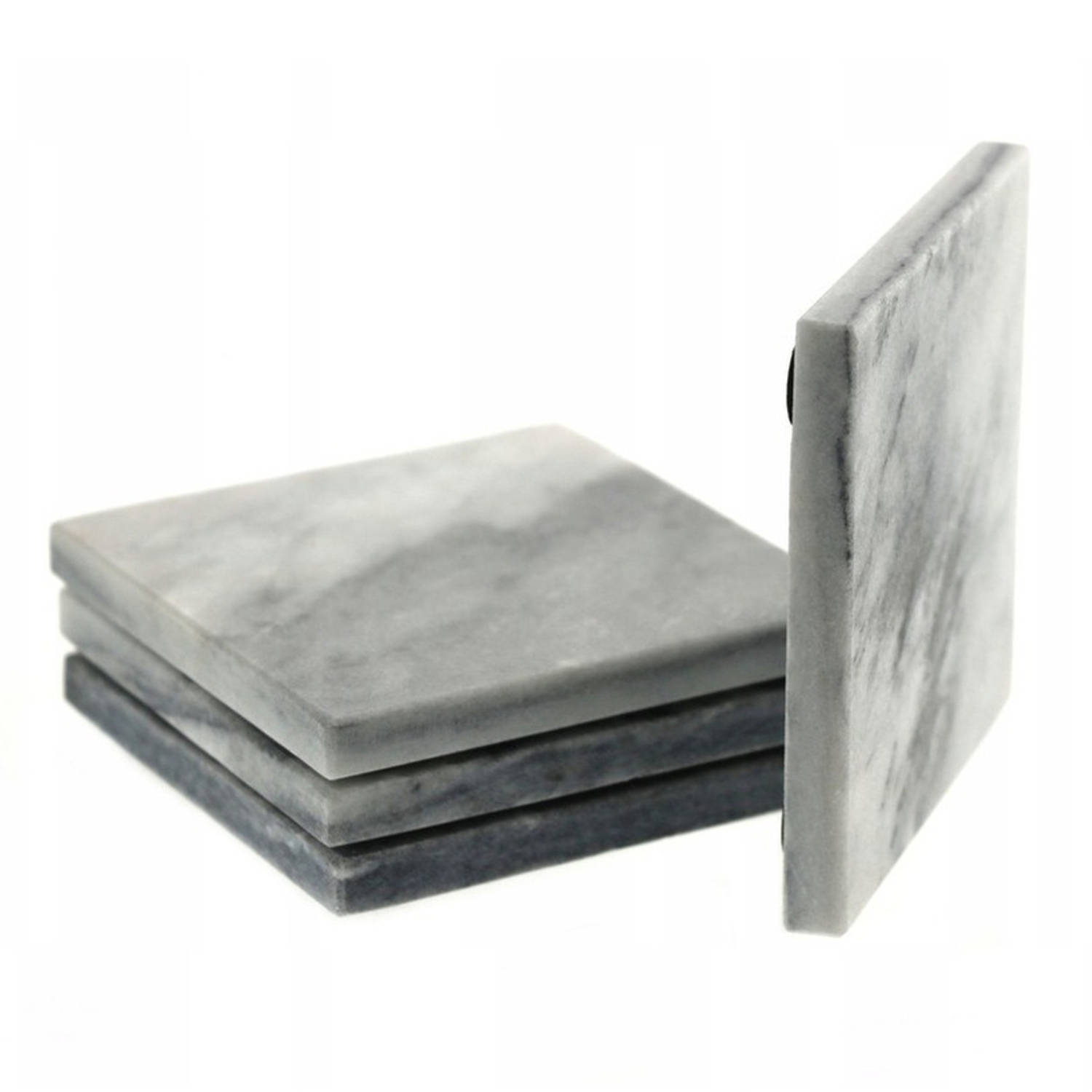 Set van 4 glazenonderzetters marmer steen 10 cm - Glazenonderzetters