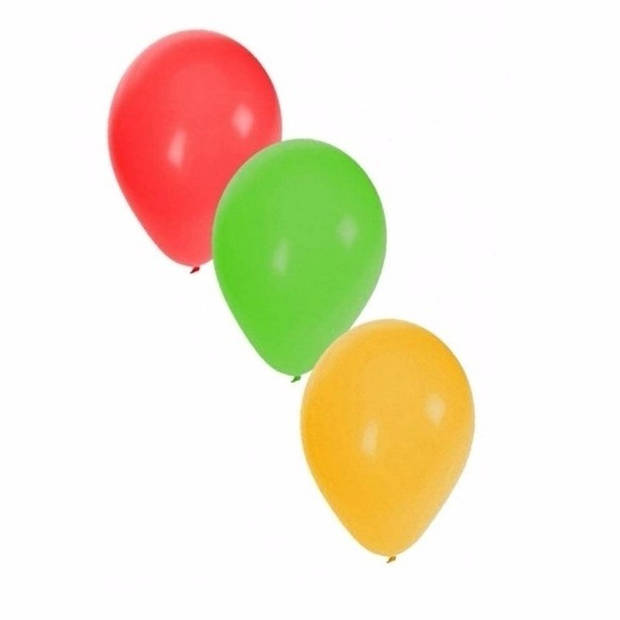 Ballonnen rood/geel/groen 15x stuks - Ballonnen