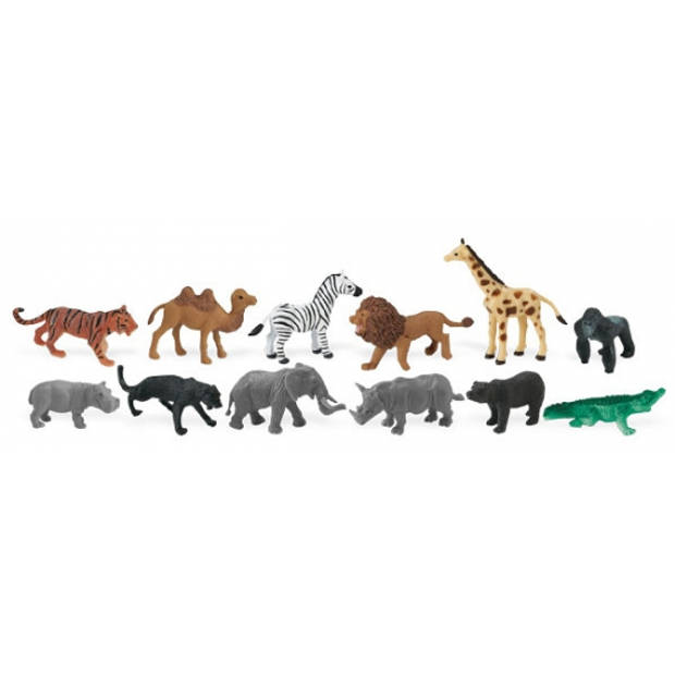 Set van 21x kunststof speelgoed figuren dieren safari dieren - Speelfigurenset