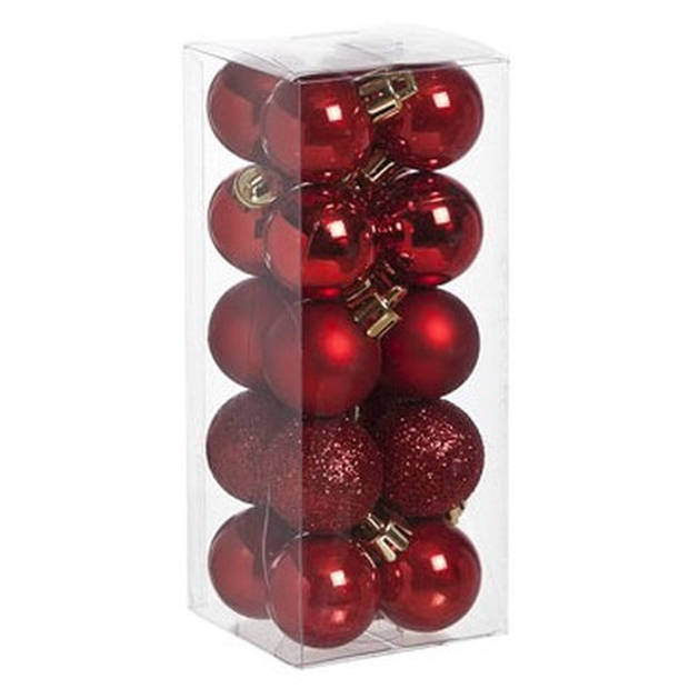 60x stuks kleine kunststof kerstballen rood 3 cm mat/glans/glitter - Kerstbal