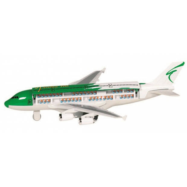 Speelgoed vliegtuigen setje van 2 stuks groen en bruin 19 cm - Vliegveld spelen voor kinderen