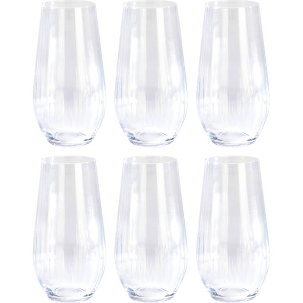 6x Fris/sap/water glazen 58 cl/580 ml van kristalglas - Longdrinkglazen