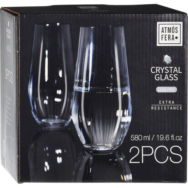6x Fris/sap/water glazen 58 cl/580 ml van kristalglas - Longdrinkglazen