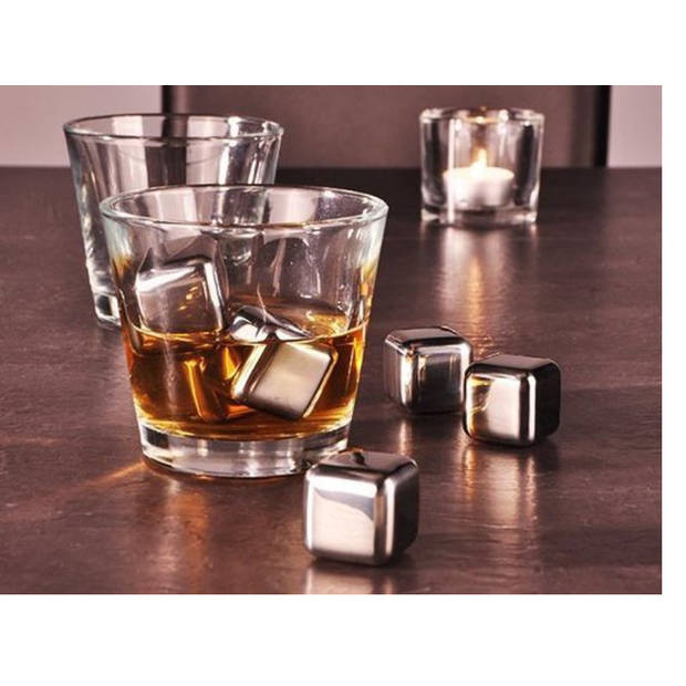 7x stuks Whiskey/whisky RVS koelstenen 2,7 cm - Whiskeystenen