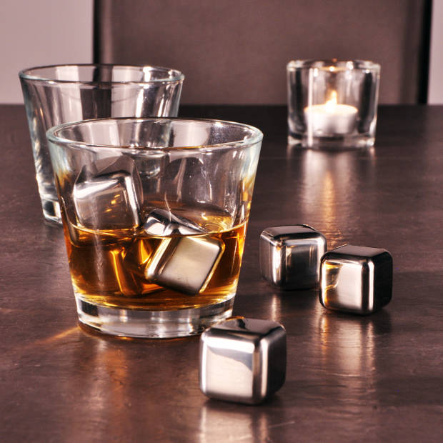 7x stuks Whiskey/whisky RVS koelstenen 2,7 cm - Whiskeystenen