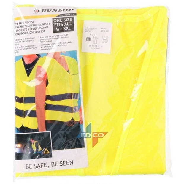 Dunlop Veiligheidsvest - geel - reflecterend - voor volwassenen - one size model - Veiligheidshesje