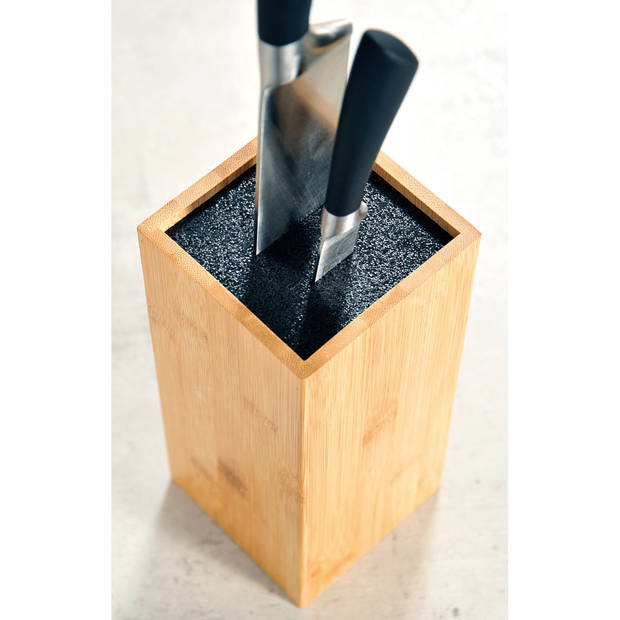Kesper Keuken messenblok - Bamboe - 10 x 10 x 23 cm - lichtbruin - universele houder - Messenblokken
