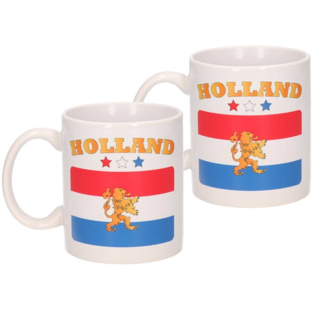 2x stuks vlag Nederland beker 300 ml - feest mokken