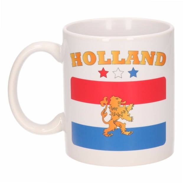 2x stuks vlag Nederland beker 300 ml - feest mokken