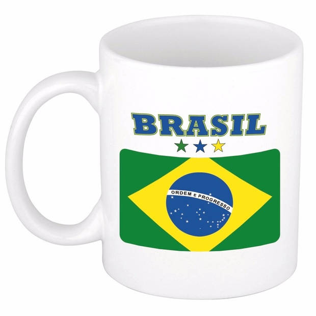 2x stuks vlag Brazilie beker 300 ml - feest mokken