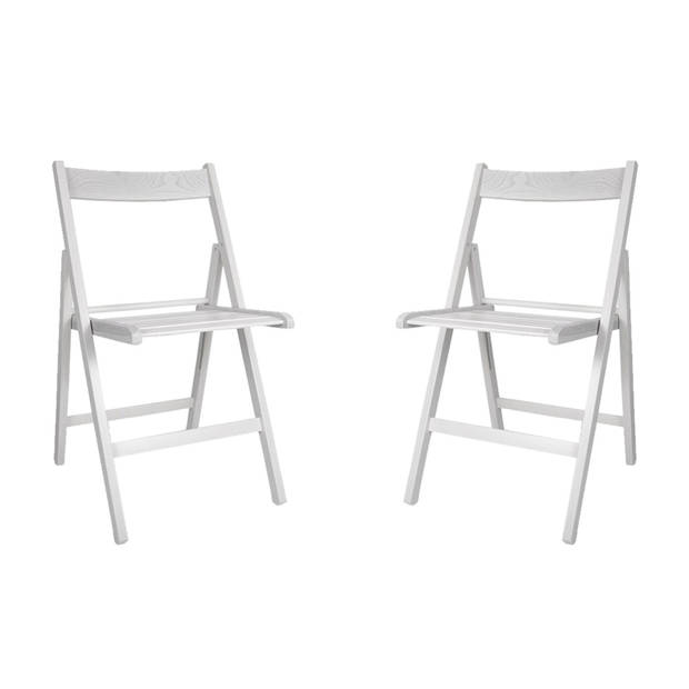 Set van 2x stuks witte houten klapstoelen voor binnen en buiten - Klapstoelen