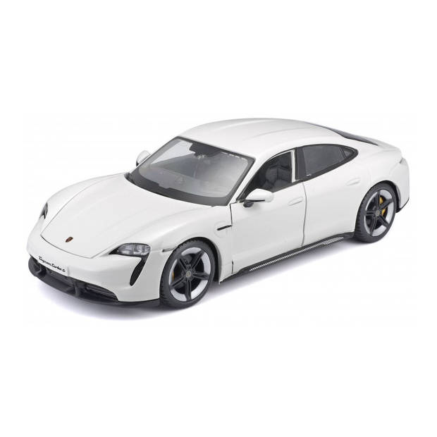 Speelgoedauto Porsche Taycan wit 1:24/20 x 8 x 6 cm - Speelgoed auto's