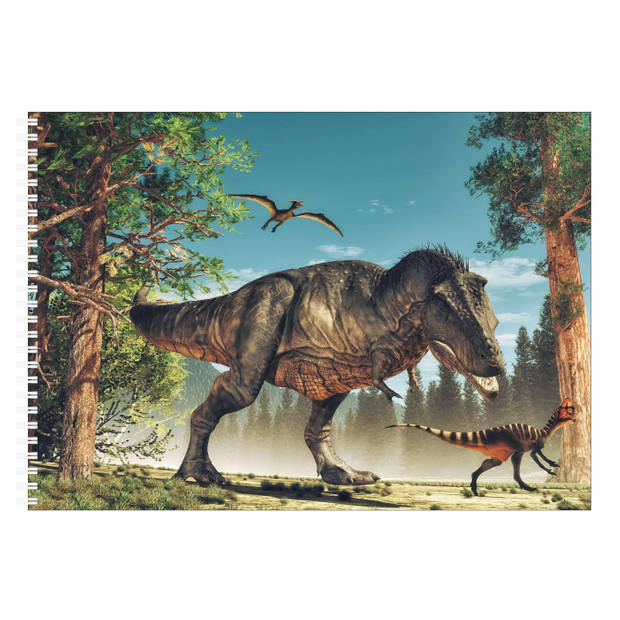 Complete teken/schilder doos 88-delig met een A4 Dino schetsboek - Potlodendozen