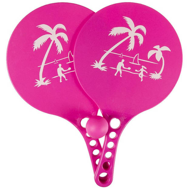 Kunststof beachball set roze - Beachballsets