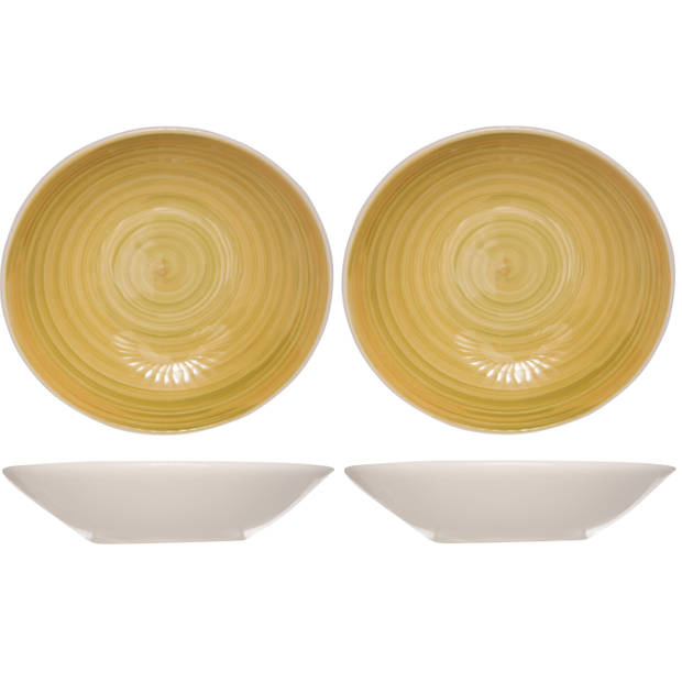 4x stuks ronde diepe borden/soepborden Turbolino geel 21 cm - Diepe borden