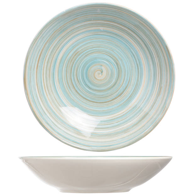 2x stuks ronde diepe borden/soepborden Turbolino blauw 21 cm - Diepe borden
