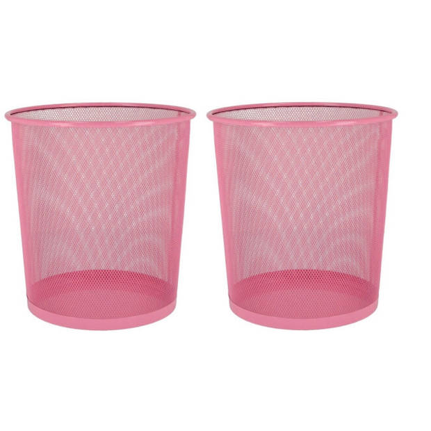 Kantoor prullenbak/papiermand 12 liter roze - Prullenmanden