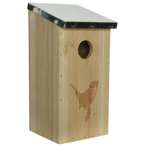 Vurenhouten/houten vogelhuisjes naturel 12 x 13,5 x 26 cm - Vogelhuisjes