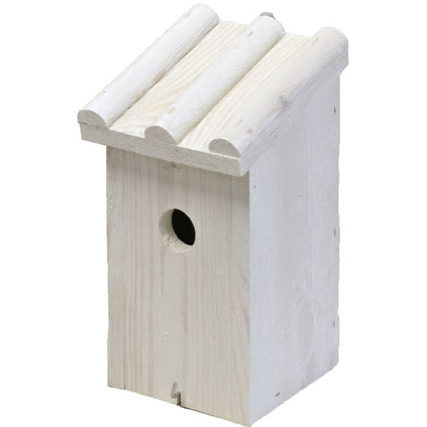 Nestkast/vogelhuisje hout wit ribdak 14 x 16 x 27 cm - Vogelhuisjes