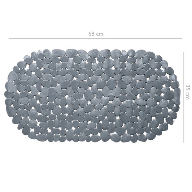 Wicotex Douchemat - ovaal - grijs - steentjes - 68 x 35 cm - Badmatjes