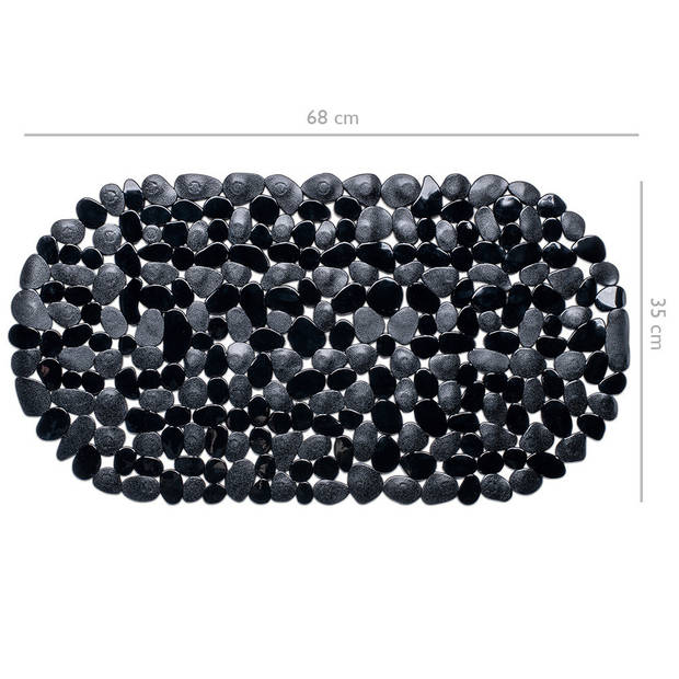 Wicotex Douchemat - ovaal - zwart - steentjes - 68 x 35 cm - Badmatjes