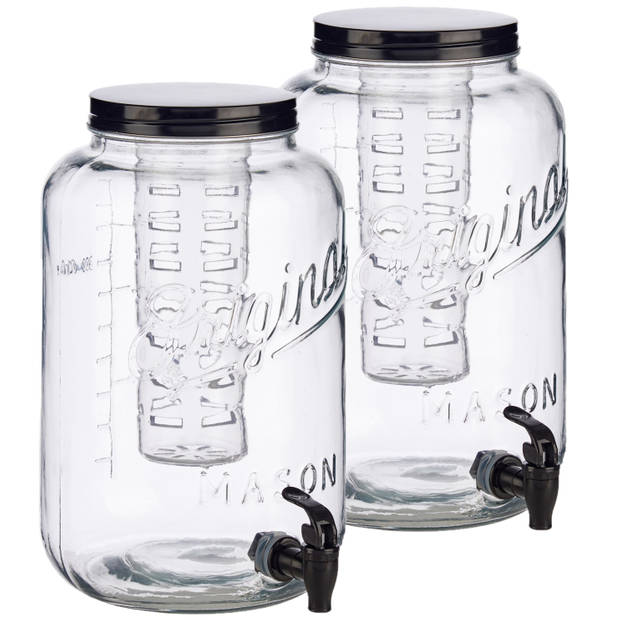 Glazen drankdispenser/limonadetap met koelfunctie 8 liter 21 x 33 cm - Drankdispensers