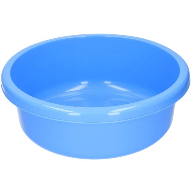 Set van 2 ronde afwasteiltjes 9 liter in de kleuren blauw en grijs 36 x 13 cm - Afwasbak