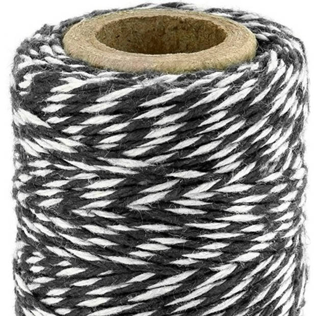 2x Zwart/wit katoenen touw 50 meter cadeaulint - Touwen