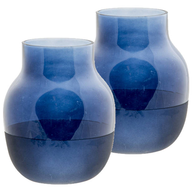 Flesvaas glas blauw 15 x 19 cm - Vazen