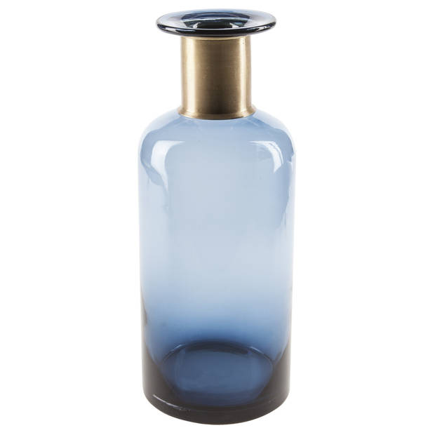Flesvaas glas donkerblauw 12 x 30 cm - Vazen