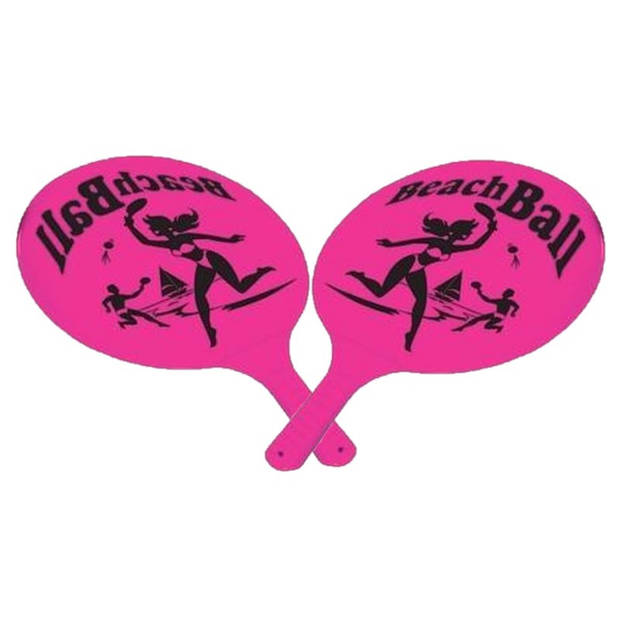 Kunststof beachball set roze - Beachballsets