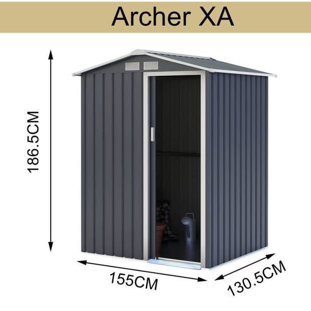 Metalen tuinhuisje - 1,91 m² -1 schuifdeur - antracietgrijs