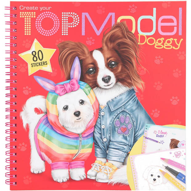 TOPModel kleurboek Doggy junior 22 x 21 cm karton rood 4-delig