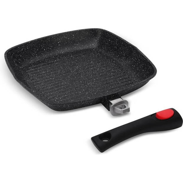 Edënbërg Black Line - Keramische Grillpan Met Deksel - 28x28 cm - 3-laags anti-aanbaklaag!