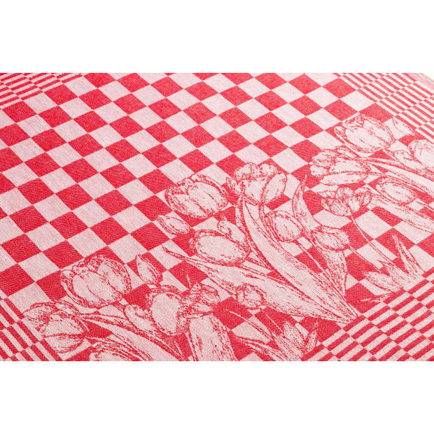 Seashell Oerhollands Theedoeken Set - 6 Theedoeken - Rood tulp patroon