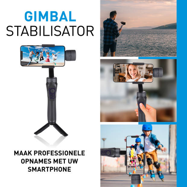 Grundig Gimbal Stabilisator - voor Smartphone - 3-Assig - 360° draaiend - Batterijduur 4 uur - Bluetooth