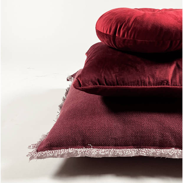 Dutch Decor - BURTO - Sierkussen 60x60 cm - gewassen katoen - Merlot - rood