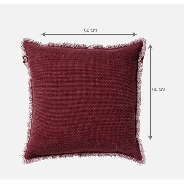 Dutch Decor - BURTO - Kussenhoes 60x60 cm - gewassen katoen - Merlot - rood