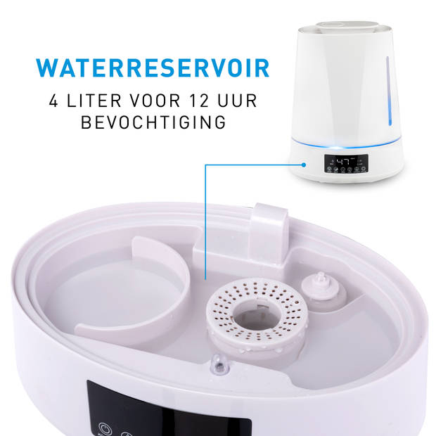 Grundig Luchtbevochtiger - 15 tot 30m2 - met Aromatherapie, Hygrometer en Timer - 4 Liter - Wit