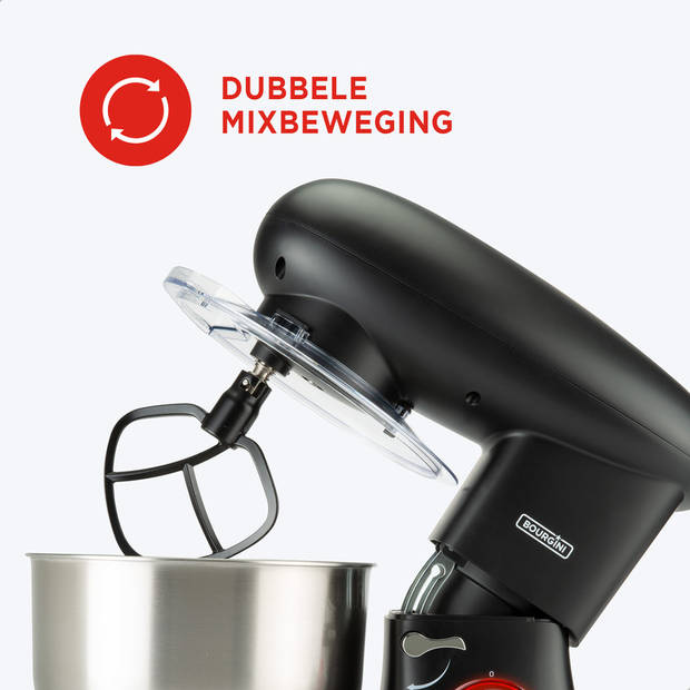 Bourgini Kitchen Chef Plus Keukenmachine - 5.5L Mengkom - 1400W - Zwart - Keukenmixer - Keukenrobot