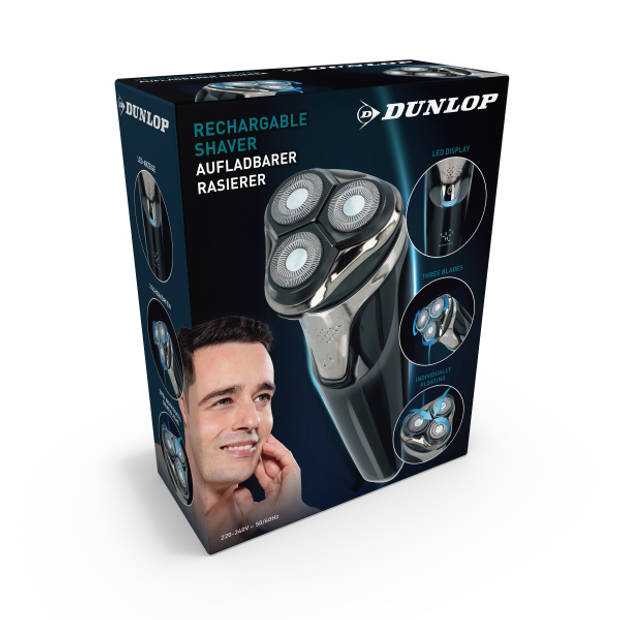 Dunlop Scheerapparaat - Draadloos - 3 Zwevende Koppen - Waterproof - USB Oplaadbaar