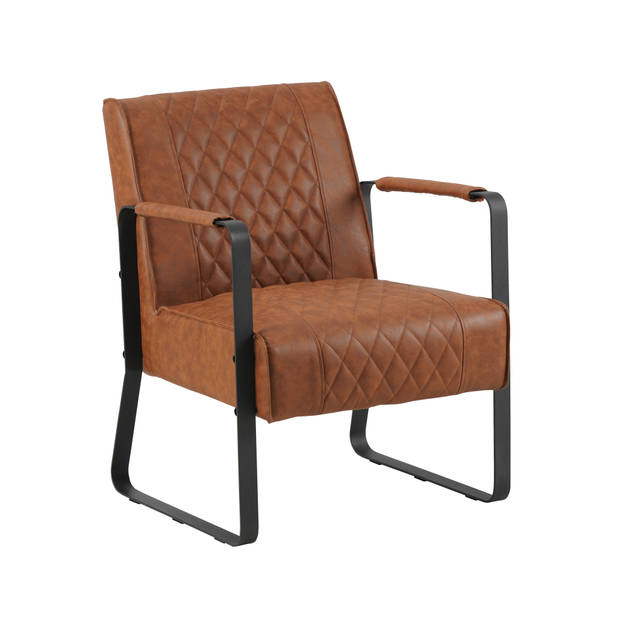 Industriële fauteuil Peter Cognac