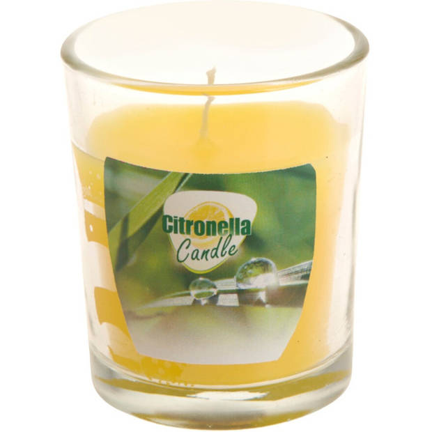 Citronella kaars - 2x - in transparant glas - 5 x 6 cm - citrusgeur - geurkaarsen