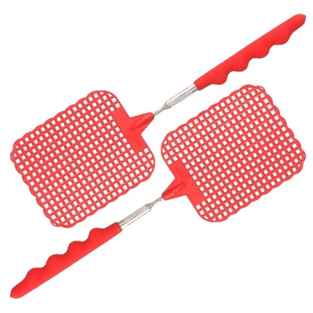 2x stuks uitschuifbare vliegenmeppers rood 60 cm - Vliegenmeppers - Ongediertebestrijding